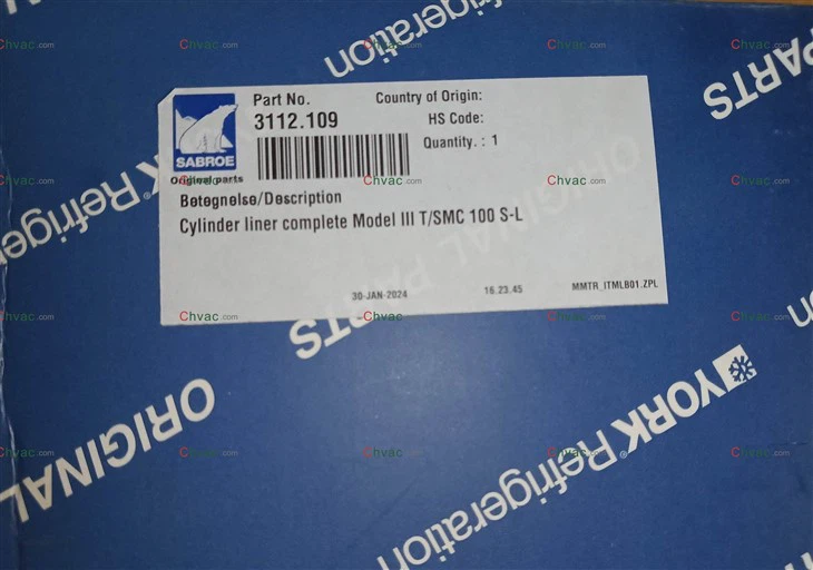 York Parça 3112.109 Silindir Gömleği Yeni 2025 CHVAC